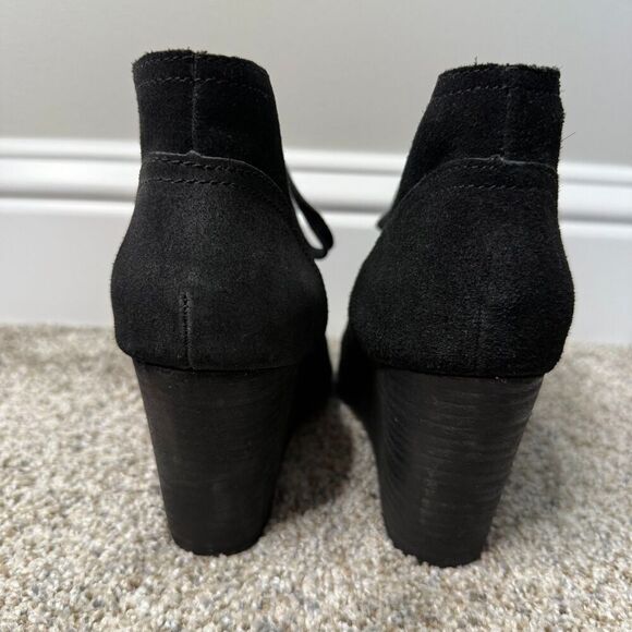 Lucky Brand Womens 9.5 M LK Sway Black Suede Lace-Up Wedges Ankle Booties‎ - Picture 4 of 8